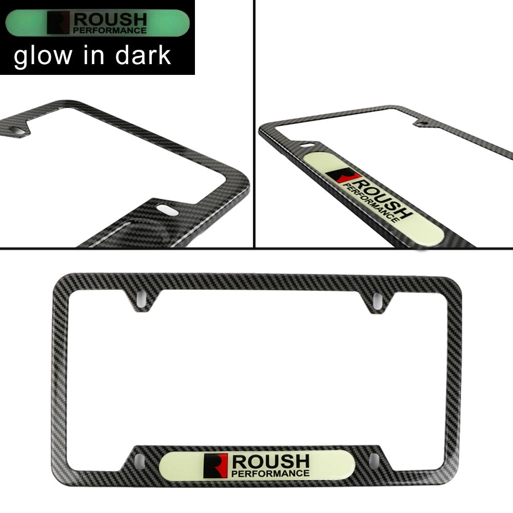 Brand New Universal 1PCS Roush Performance Carbon Fiber Style Metal License Plate Frame