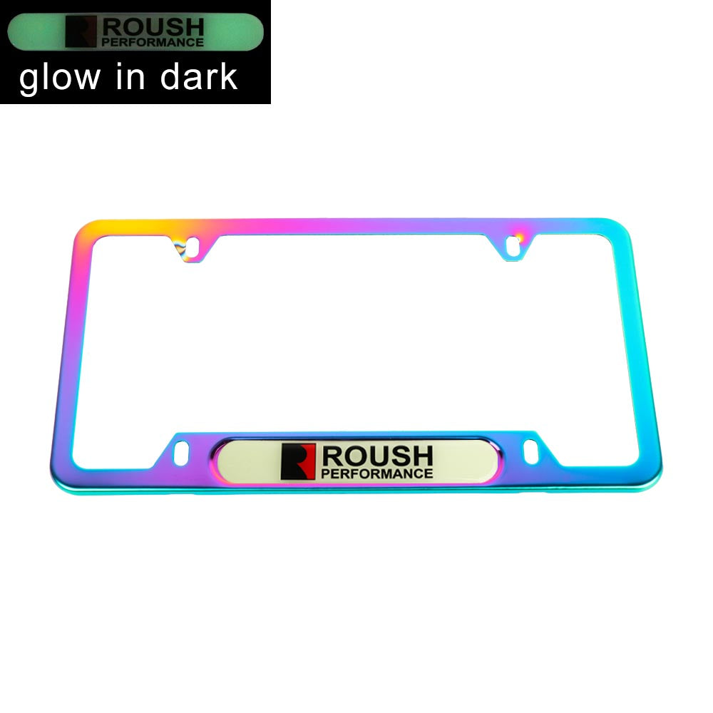 Brand New Universal 1PCS Roush Performance Neo Chrome Metal License Plate Frame