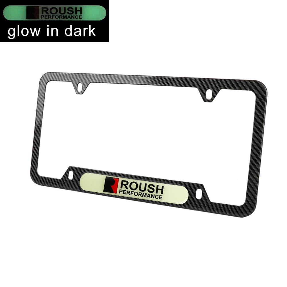 Brand New Universal 2PCS Roush Performance Carbon Fiber Style Metal License Plate Frame