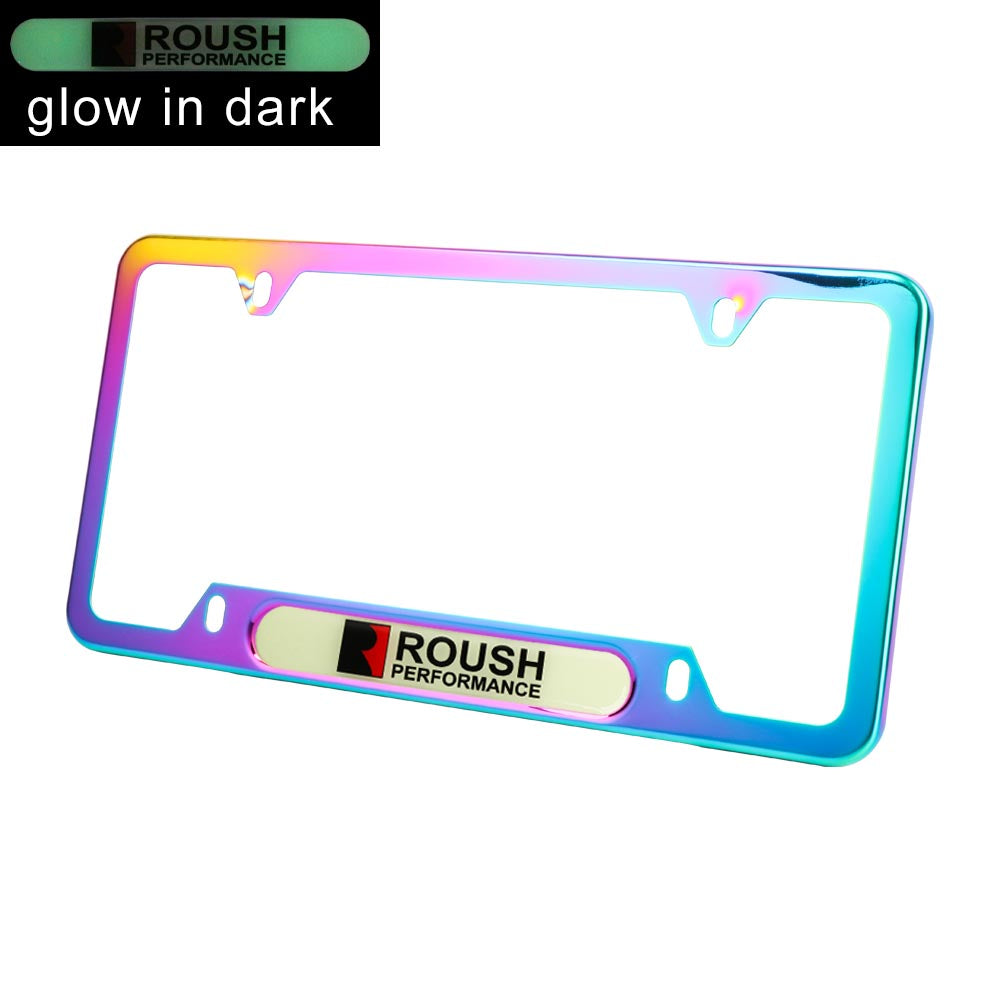 Brand New Universal 1PCS Roush Performance Neo Chrome Metal License Plate Frame