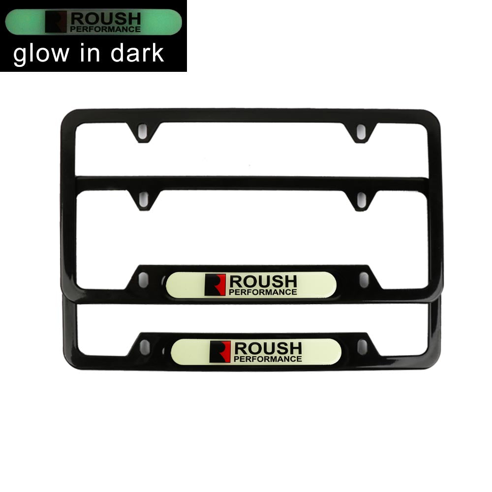 Brand New Universal 2PCS ROUSH PERFORMANCE Black Metal License Plate Frame