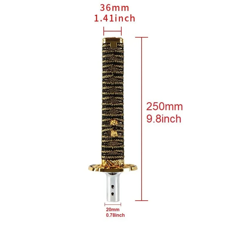 BRAND NEW UNIVERSAL 25CM JDM Samurai Sword Gold Shift Knob Shifter Alloy Katana Adapter M8 M10 M12