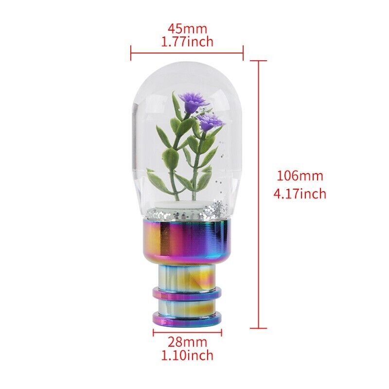 Brand New Acrylic Clear Crystal Purple Flower Long Shift Knob Manual Gear Transmission Shifter M8 M10 M12