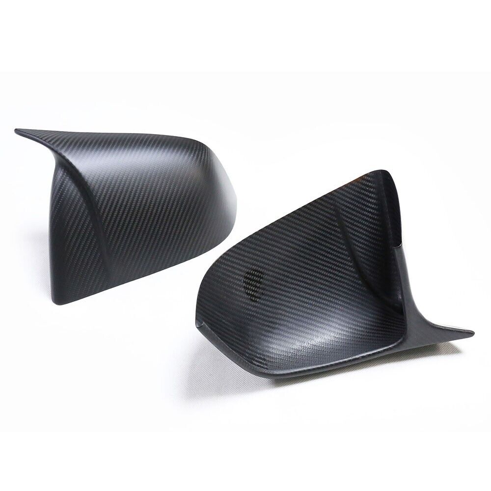 Brand New Matte Real Carbon Fiber M Style Car Side Mirror Add On Cover Caps For 2020-2023 Tesla Model Y