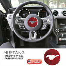 Load image into Gallery viewer, BRAND NEW 2015-2020 Ford Mustang Real Carbon Fiber Red Steering Wheel Panel Trim Emblem