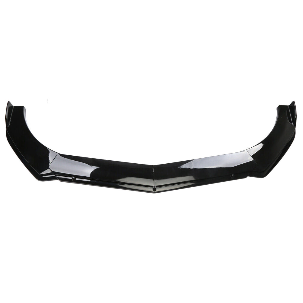 BRAND NEW UNIVERSAL 4PCS Glossy Black Front Bumper Protector Body Splitter Spoiler Lip