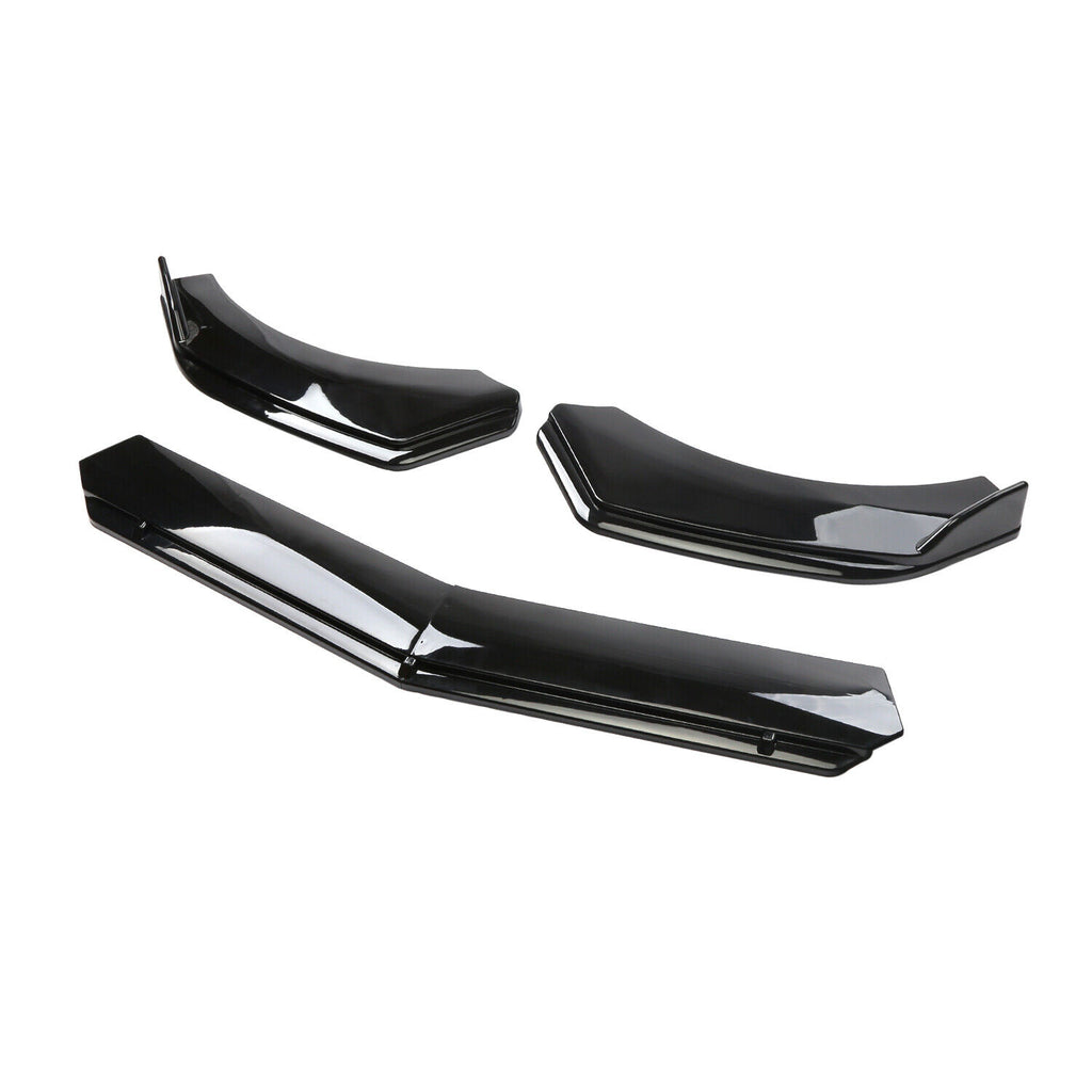 BRAND NEW UNIVERSAL 4PCS Glossy Black Front Bumper Protector Body Splitter Spoiler Lip