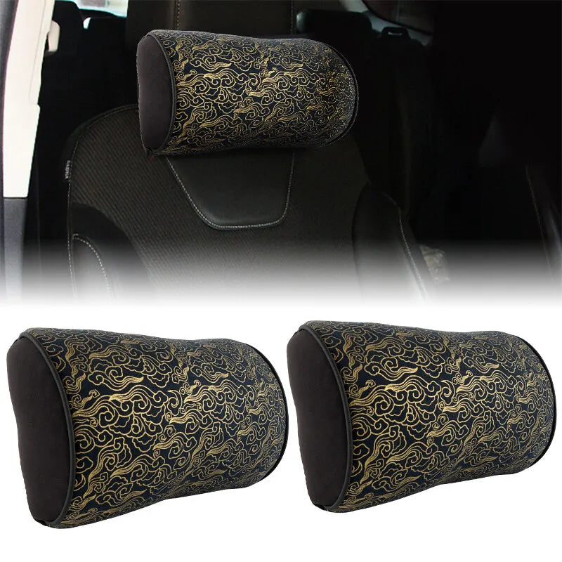 BRAND NEW 2PCS JDM SAKURA Black Cloud Fabric Soft Cotton Car Neck Rest Pillow Headrest