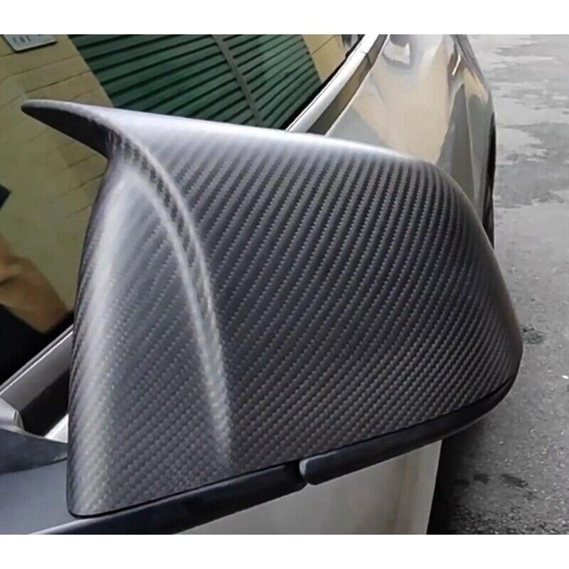 Brand New Matte Real Carbon Fiber M Style Car Side Mirror Add On Cover Caps For 2020-2023 Tesla Model Y