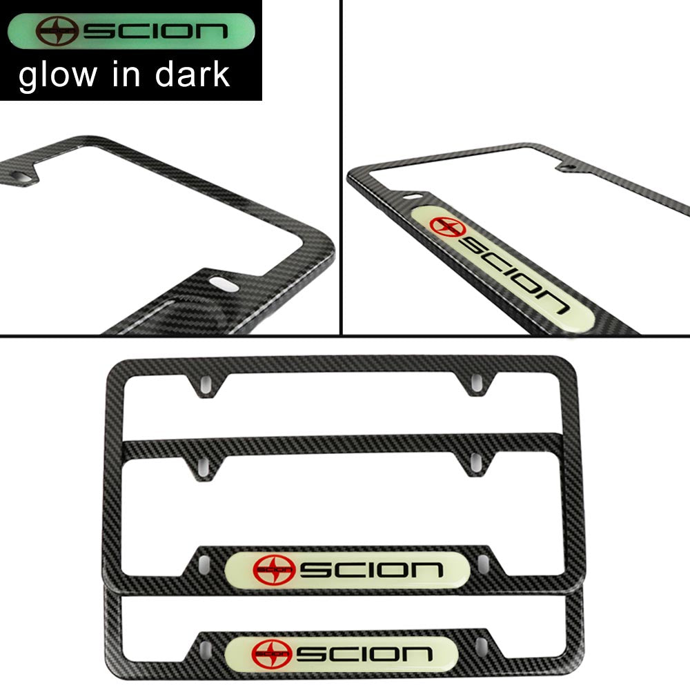 Brand New Universal 2PCS SCION Carbon Fiber Style Metal License Plate Frame