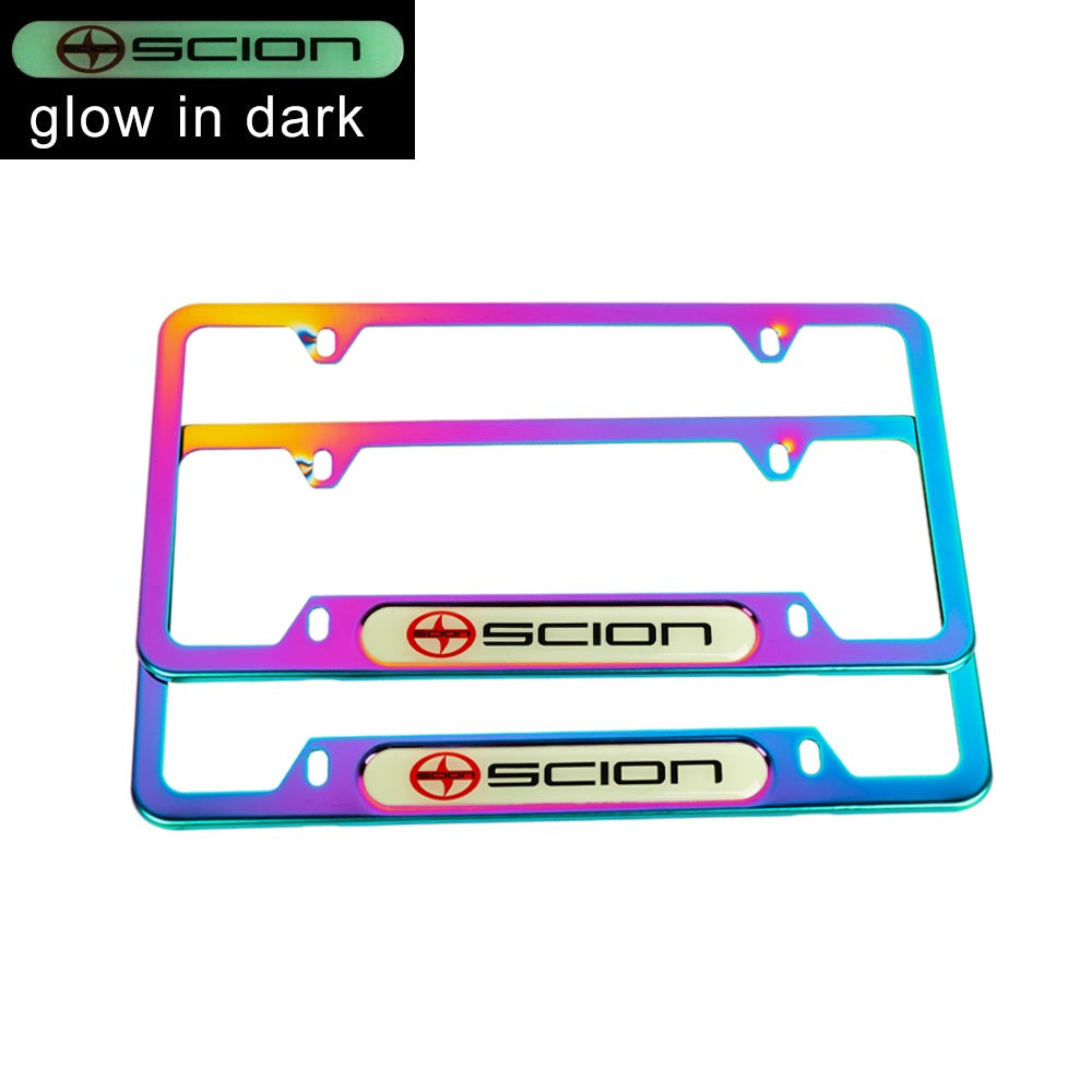 Brand New Universal 2PCS SCION Neo Chrome Metal License Plate Frame