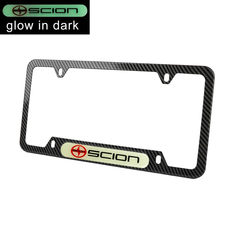 Brand New Universal 2PCS SCION Carbon Fiber Style Metal License Plate Frame