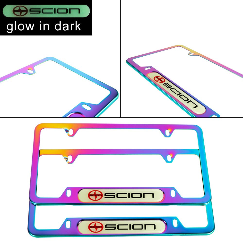 Brand New Universal 2PCS SCION Neo Chrome Metal License Plate Frame