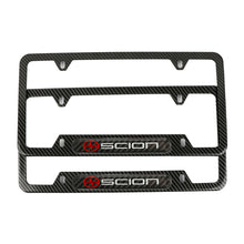 Load image into Gallery viewer, Brand New Universal 2PCS SCION Carbon Fiber Look Metal License Plate Frame