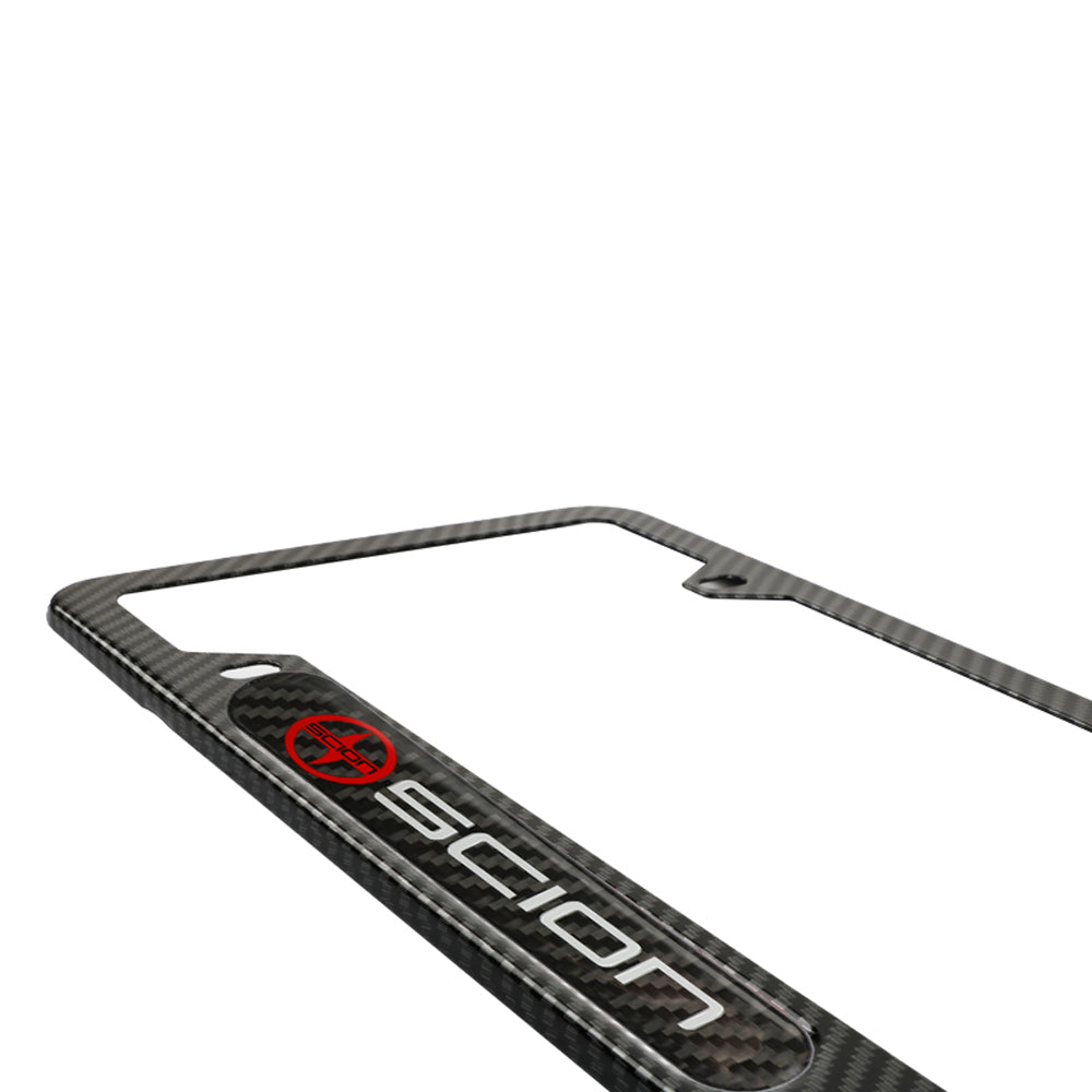 Brand New Universal 1PCS SCION Carbon Fiber Look Metal License Plate Frame