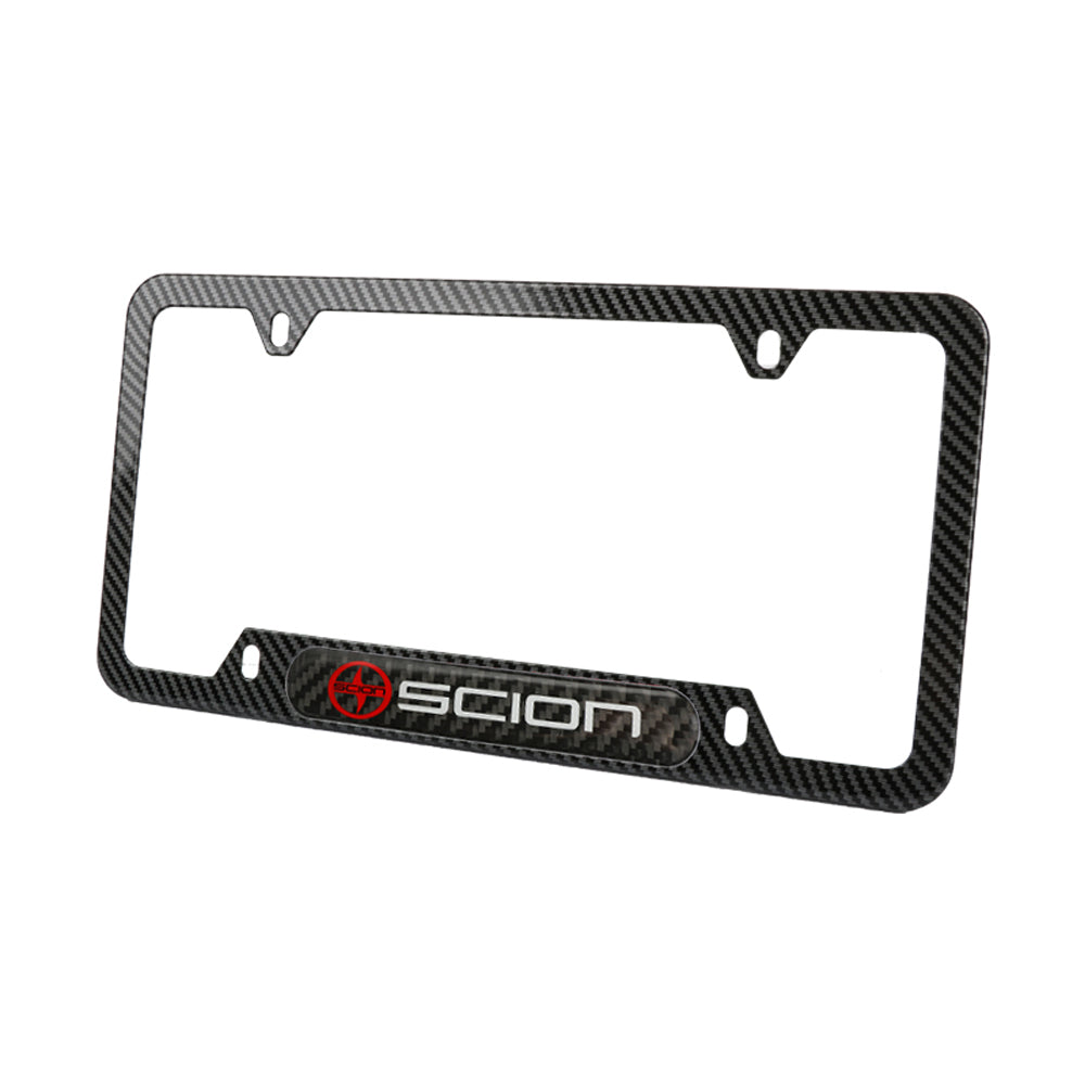 Brand New Universal 1PCS SCION Carbon Fiber Look Metal License Plate Frame