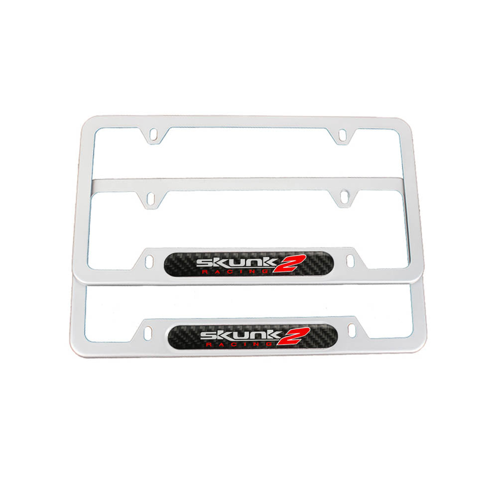 Brand New Universal 2PCS SKUNK2 Silver Metal License Plate Frame