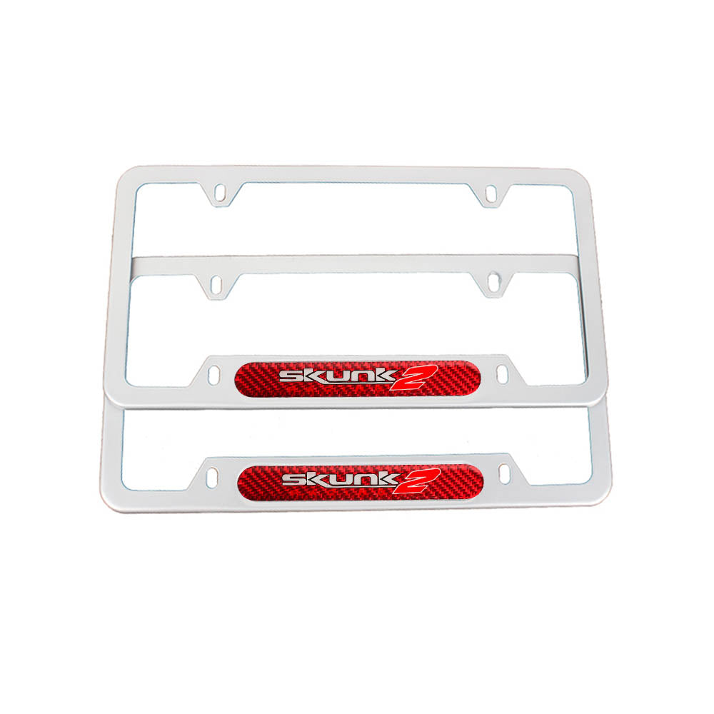 Brand New Universal 2PCS SKUNK2 Silver Metal License Plate Frame