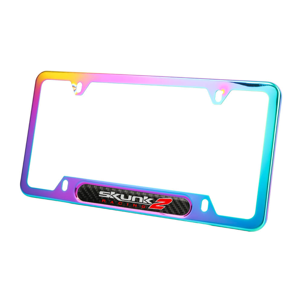 Brand New Universal 1PCS SKUNK2 Neo Chrome Metal License Plate Frame