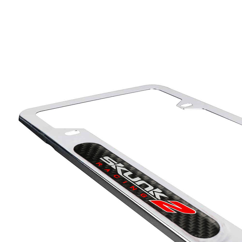 Brand New Universal 2PCS SKUNK2 Chrome Metal License Plate Frame