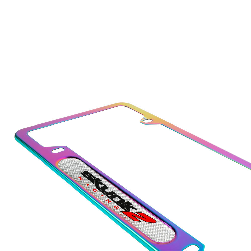 Brand New Universal 2PCS SKUNK2 Neo Chrome Metal License Plate Frame