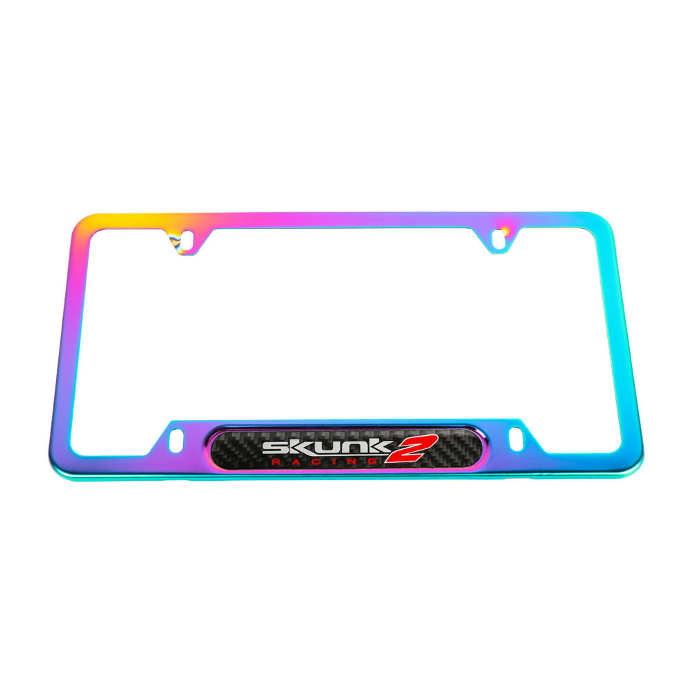 Brand New Universal 1PCS SKUNK2 Neo Chrome Metal License Plate Frame