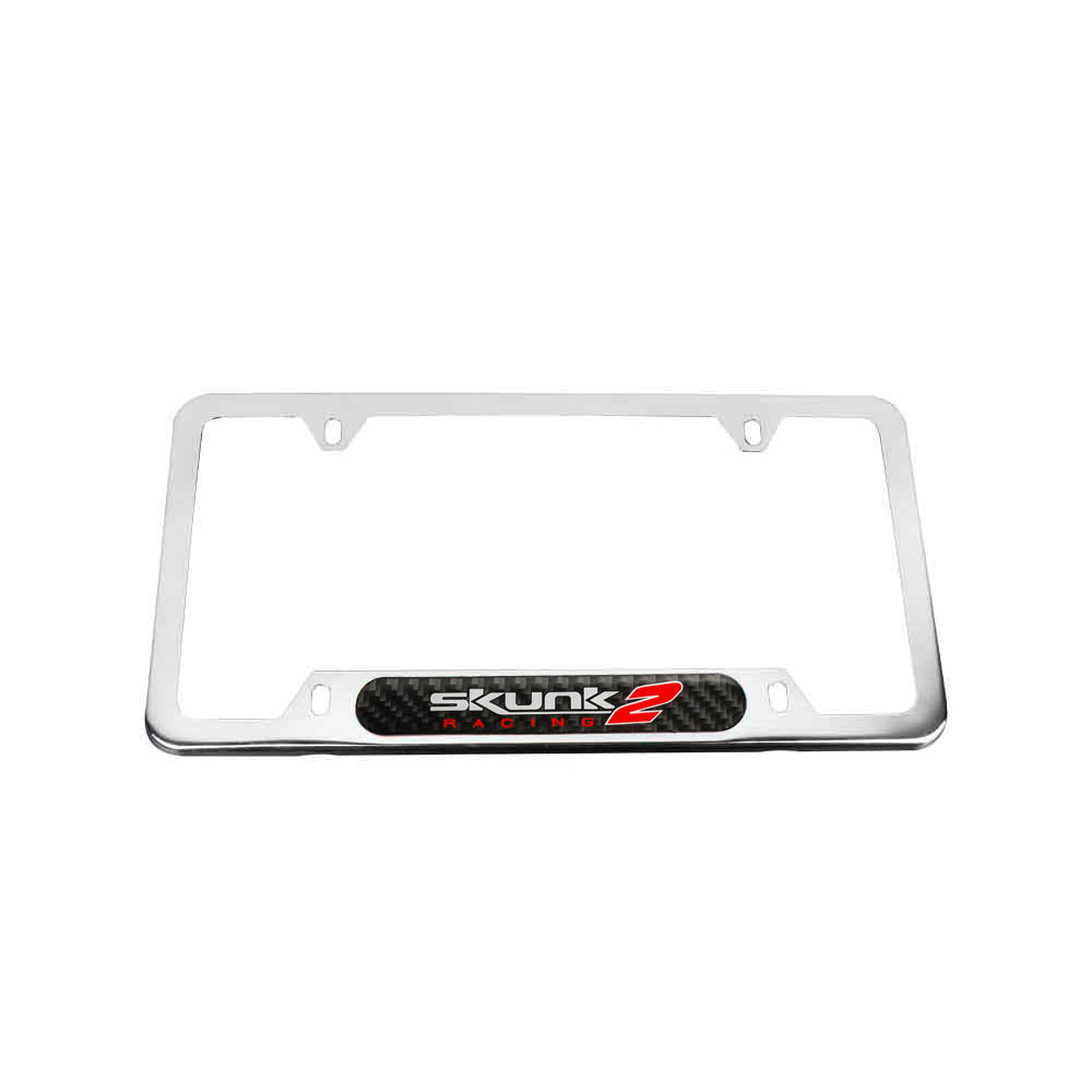 Brand New Universal 2PCS SKUNK2 Chrome Metal License Plate Frame