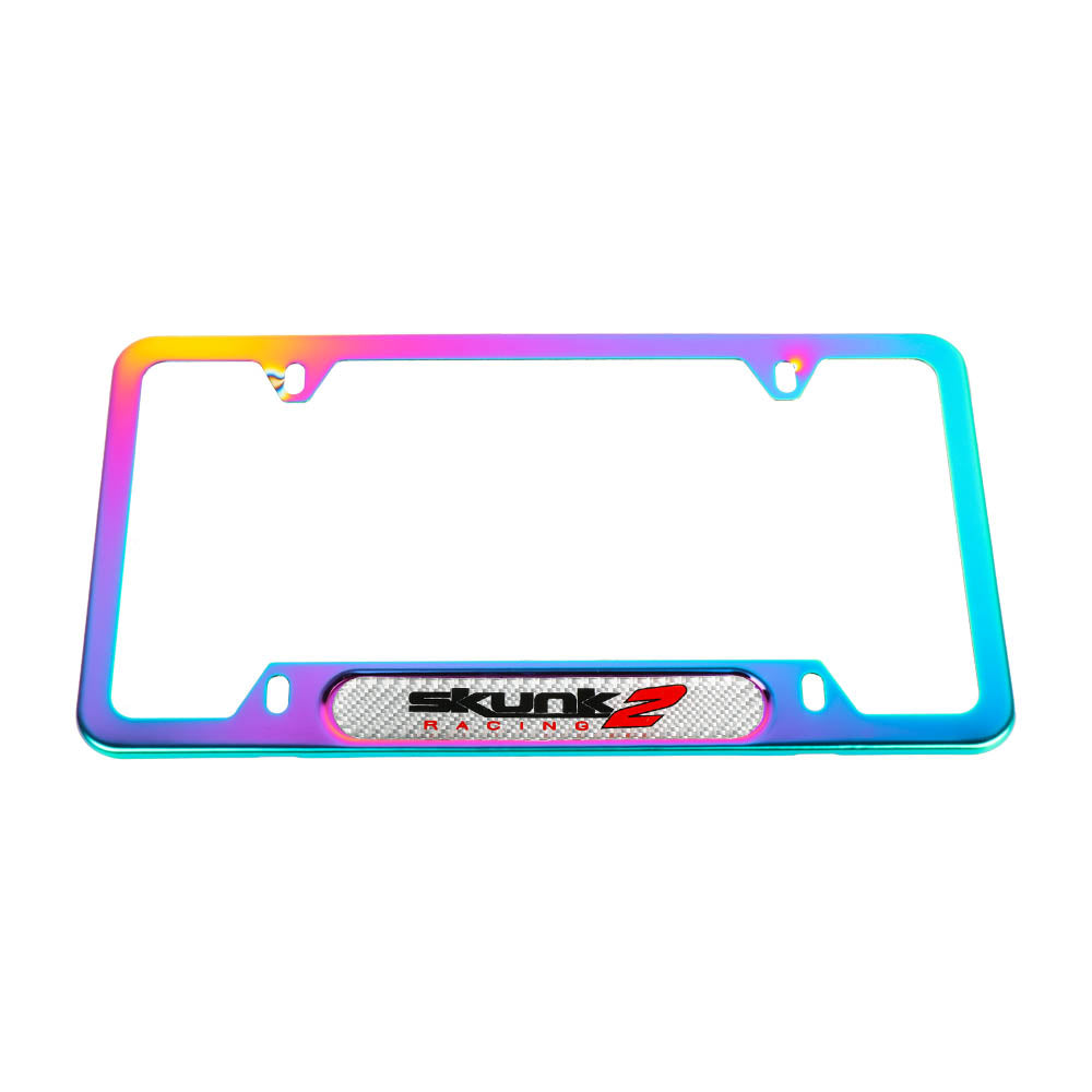 Brand New Universal 1PCS SKUNK2 Neo Chrome Metal License Plate Frame