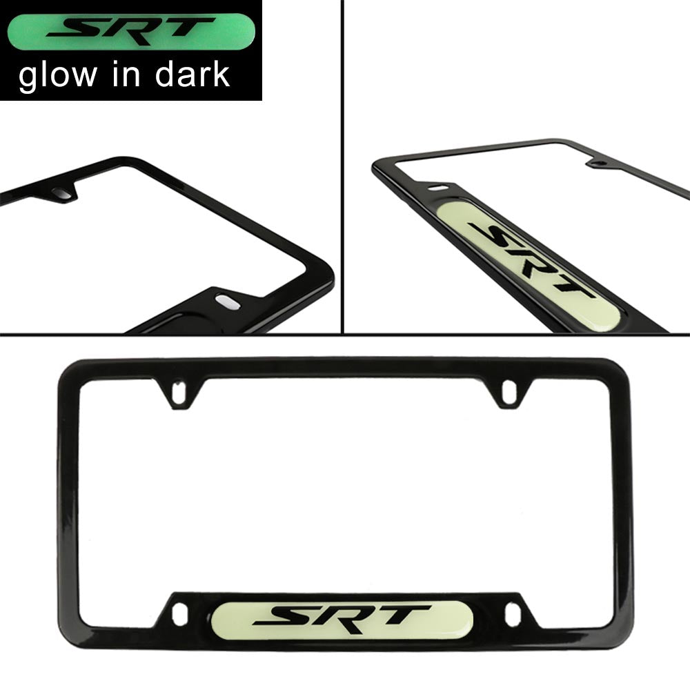 Brand New Universal 1PCS SRT Black Metal License Plate Frame