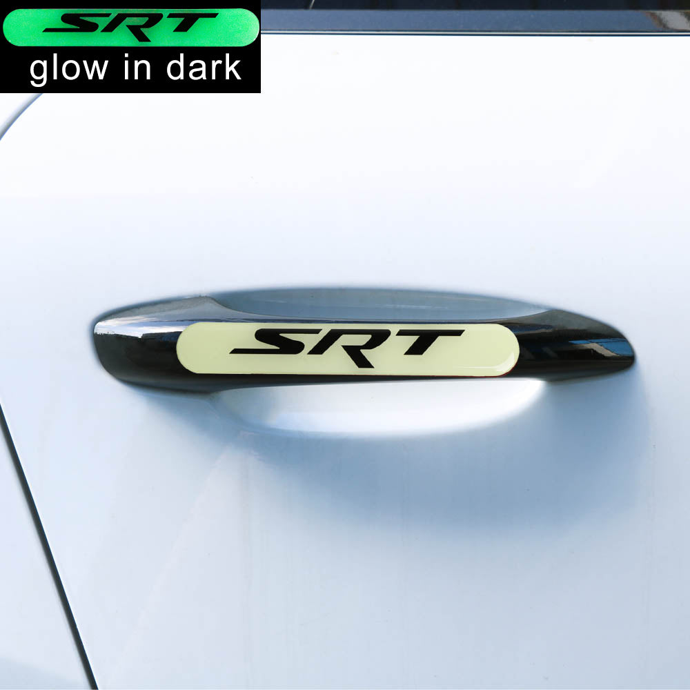 Brand New 2PCS SRT Glows in Dark Green Car Trunk Side Fenders Door Badge Scratch Guard Sticker