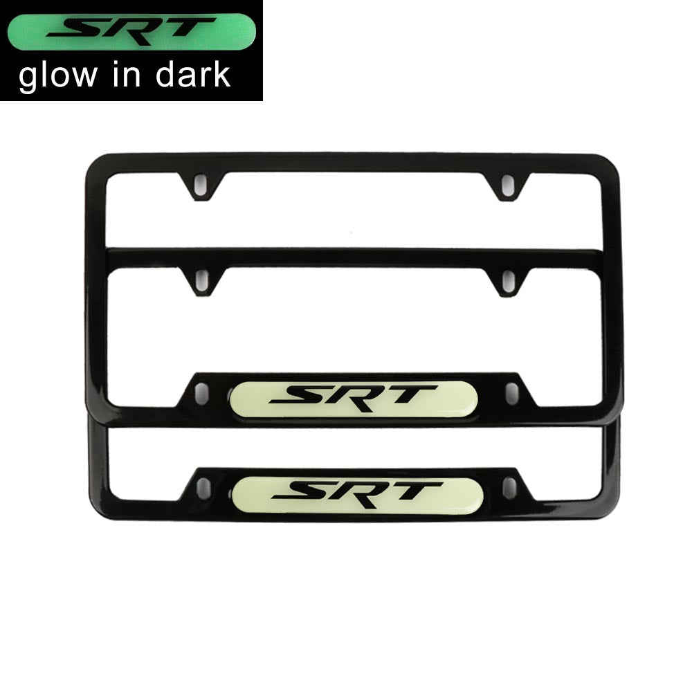 Brand New Universal 2PCS SRT Black Metal License Plate Frame