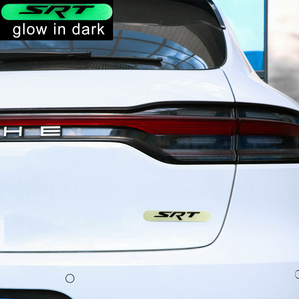 Brand New 4PCS SRT Glows in Dark Green Car Trunk Side Fenders Door Badge Scratch Guard Sticker