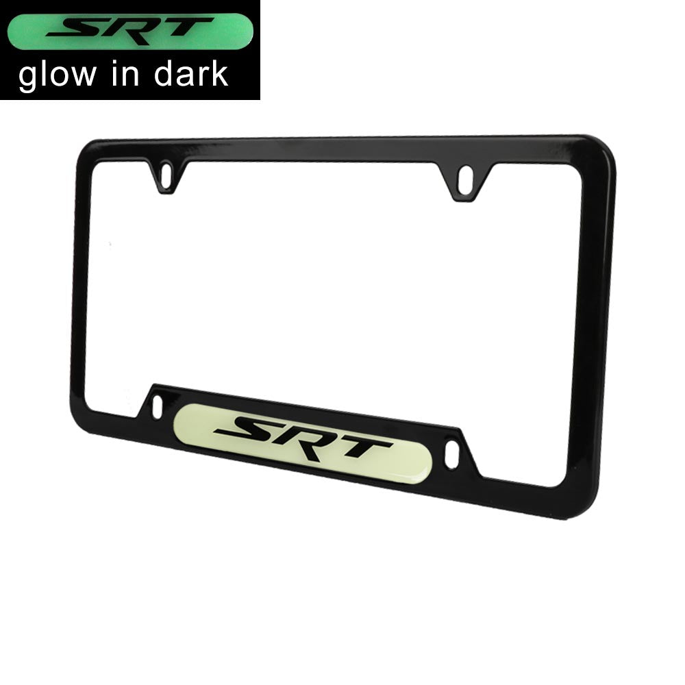 Brand New Universal 2PCS SRT Black Metal License Plate Frame