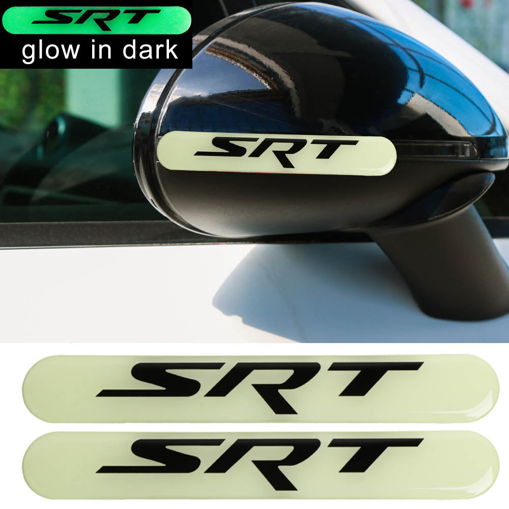 Brand New 2PCS SRT Glows in Dark Green Car Trunk Side Fenders Door Badge Scratch Guard Sticker