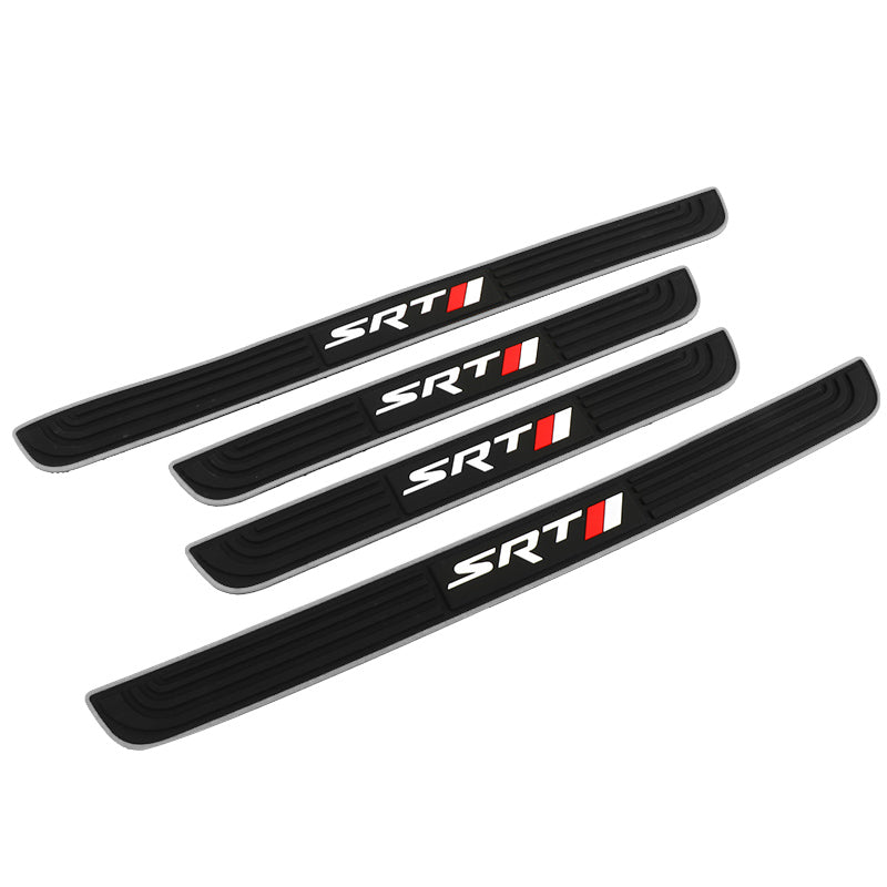 Brand New 4PCS Universal SRT Silver Rubber Car Door Scuff Sill Cover Panel Step Protector