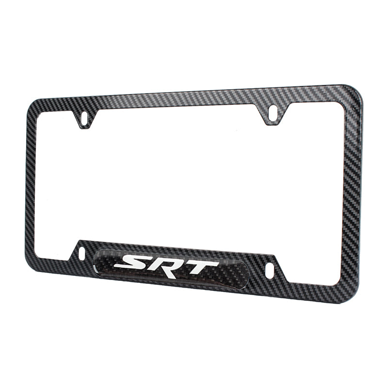 Brand New Universal 1PCS SRT Carbon Fiber Look Metal License Plate Frame