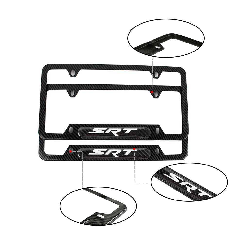 Brand New Universal 1PCS SRT Carbon Fiber Look Metal License Plate Frame