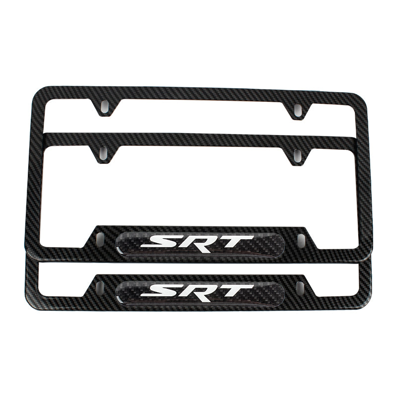 Brand New Universal 1PCS SRT Carbon Fiber Look Metal License Plate Frame