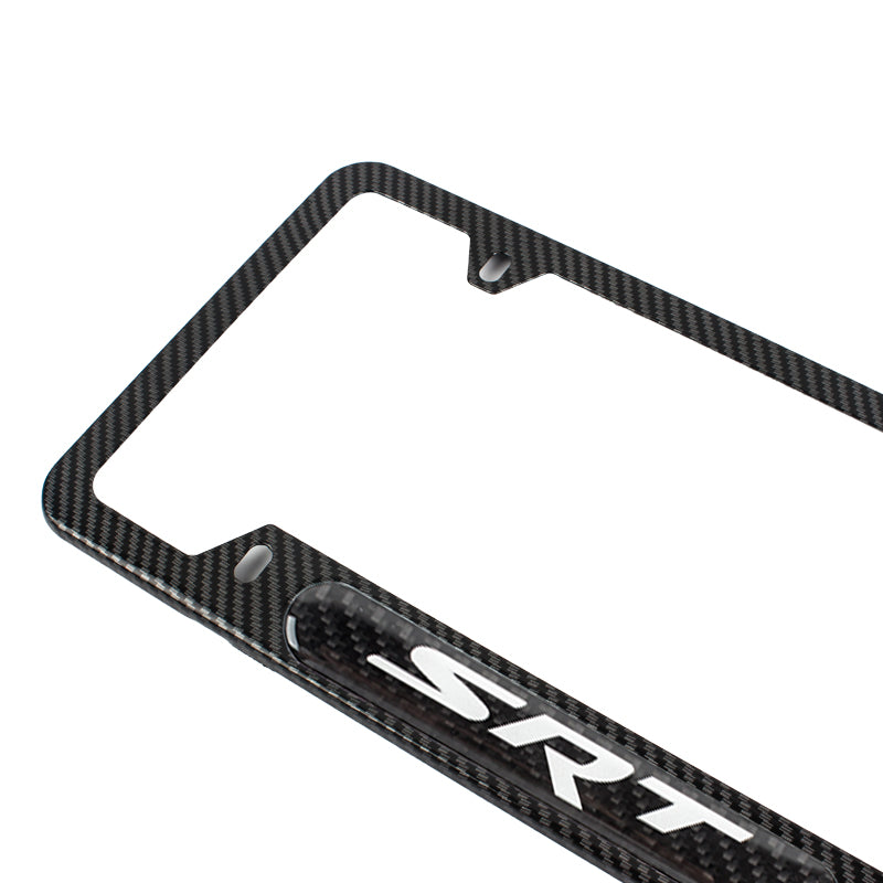 Brand New Universal 2PCS SRT Carbon Fiber Look Metal License Plate Frame