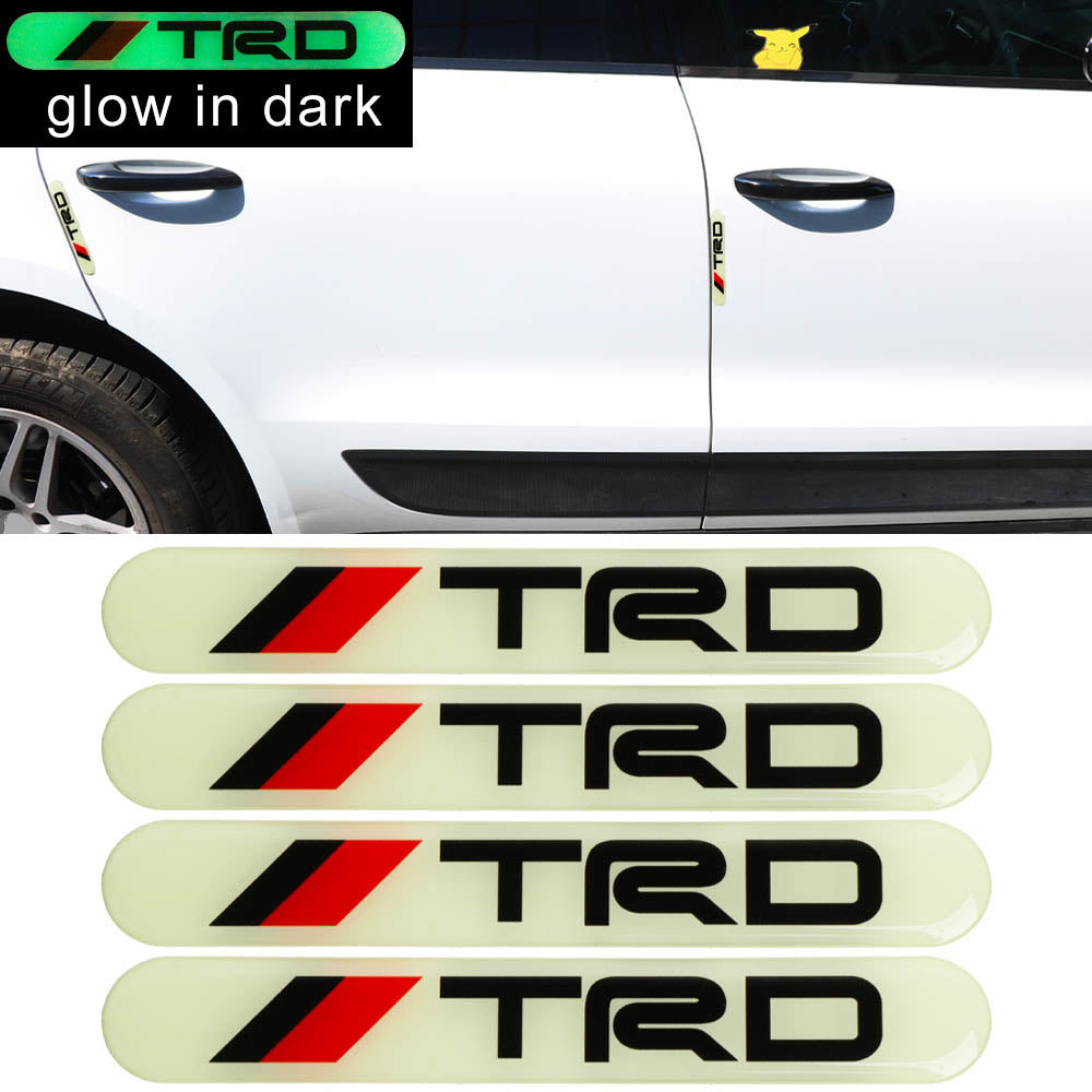 Brand New 4PCS TRD Glows in Dark Green Car Trunk Side Fenders Door Badge Scratch Guard Sticker