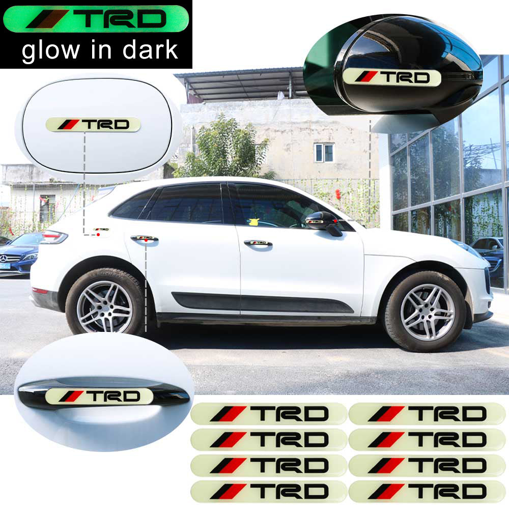 Brand New 8PCS TRD Glows in Dark Green Car Trunk Side Fenders Door Badge Scratch Guard Sticker