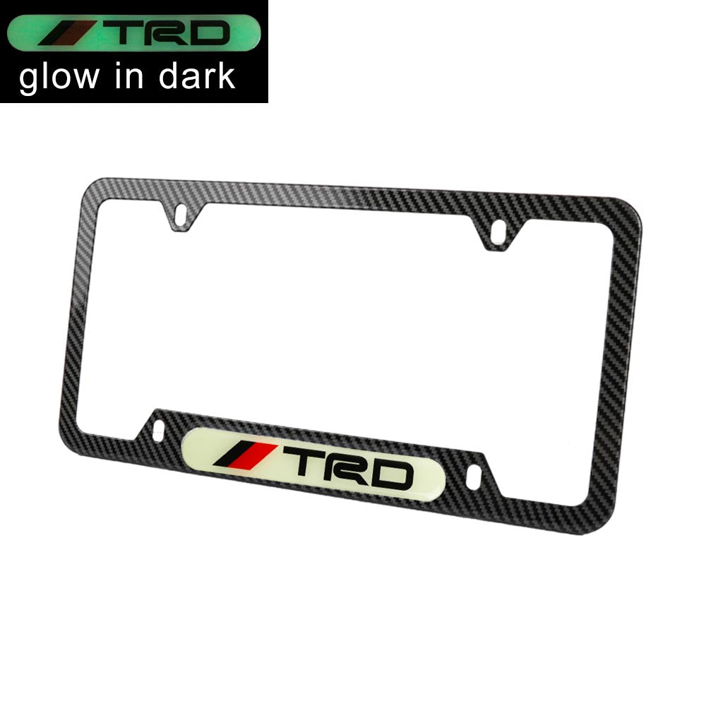 Brand New Universal 1PCS TRD Carbon Fiber Style Metal License Plate Frame