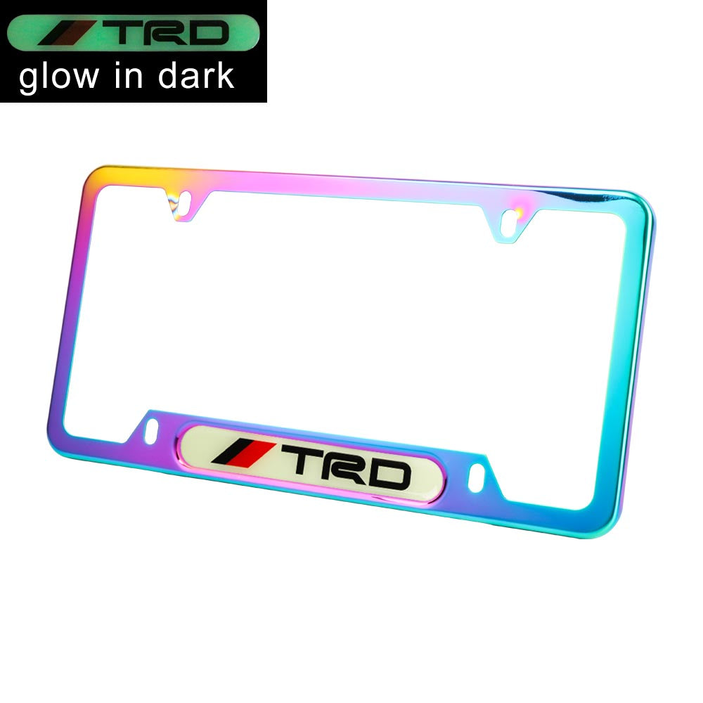 Brand New Universal 2PCS TRD Neo Chrome Metal License Plate Frame