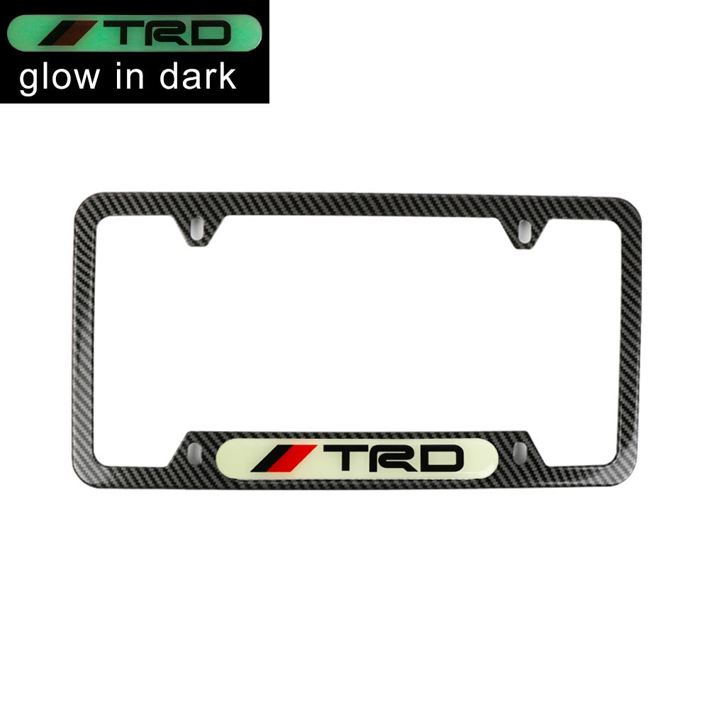 Brand New Universal 2PCS TRD Carbon Fiber Style Metal License Plate Frame