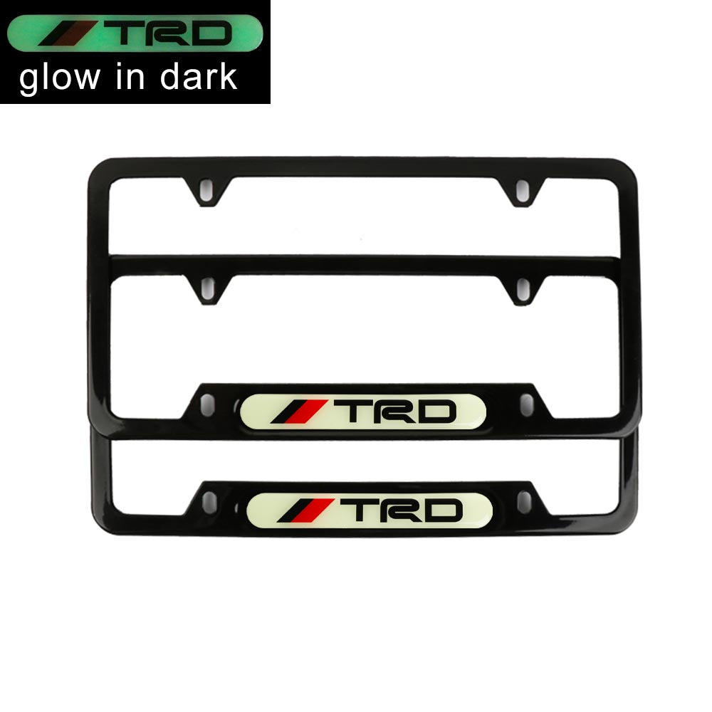 Brand New Universal 2PCS TRD Black Metal License Plate Frame