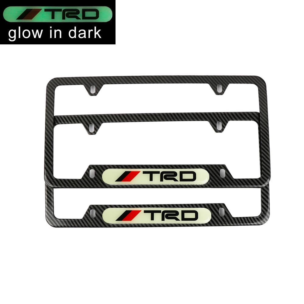 Brand New Universal 2PCS TRD Carbon Fiber Style Metal License Plate Frame