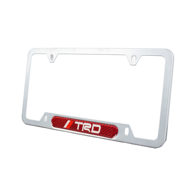 Brand New Universal 2PCS TRD Silver Metal License Plate Frame