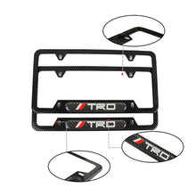 Load image into Gallery viewer, Brand New Universal 2PCS TRD Carbon Fiber Look Metal License Plate Frame