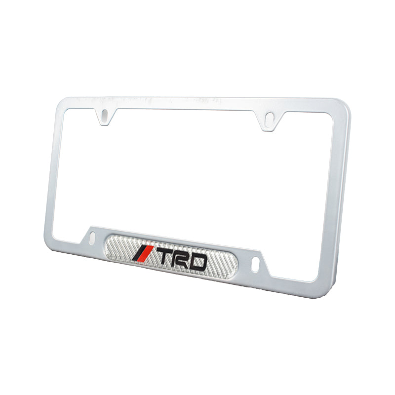 Brand New Universal 2PCS TRD Silver Metal License Plate Frame