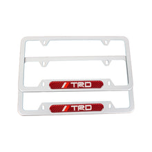 Load image into Gallery viewer, Brand New Universal 2PCS TRD Silver Metal License Plate Frame